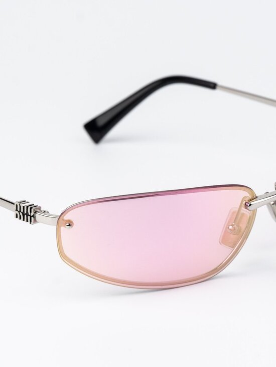 Miu Miu Women Sunglasses Silver Pink Wraparound MUA50S 1BC70J NEW AUTHENTIC main image 8
